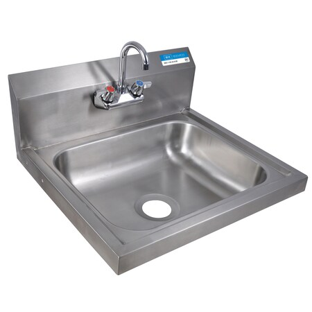 Bk Resources Hand Sink Stainless Steel With Faucet, 2 Holes, 20W X 16D Bowl BKHS-W-1620-P-G